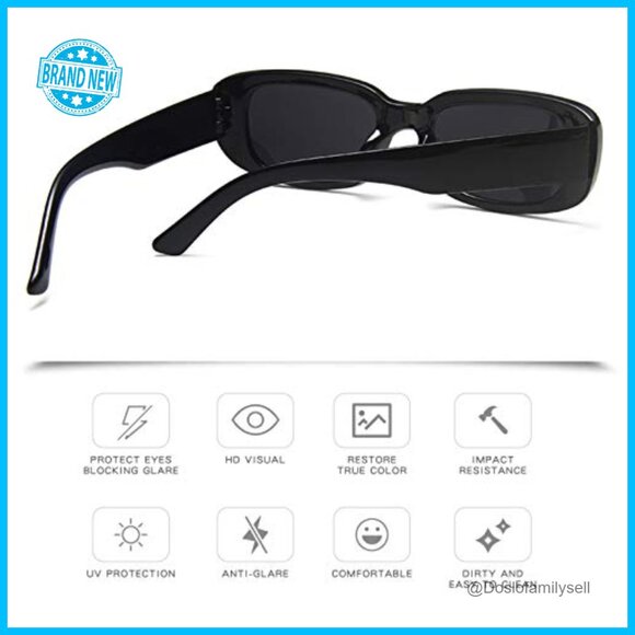 Retro Rectangle Sunglasses Set 12 Pack Y2K Trendy UV Protection Party Wear